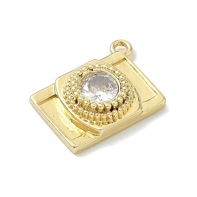 Brass Pave Clear Cubic Zirconia Charms KK-G548-08G-1