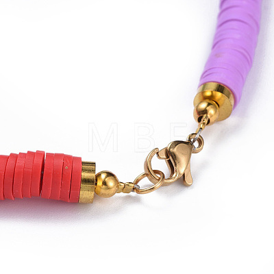 Handmade Polymer Clay Heishi Beaded Necklaces NJEW-JN02450-1
