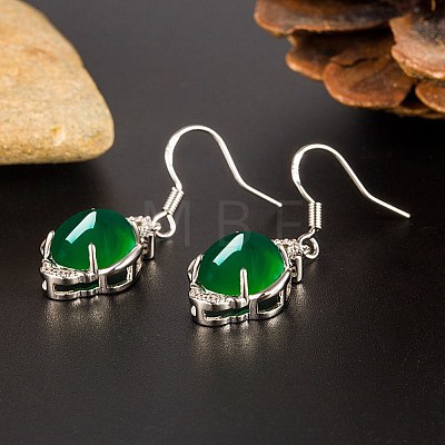 Half Round Imitation Jade Dangle Earrings for Girl Women EJEW-BB46316-A-1