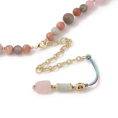 Natural Agate & Pearl &  Natural Rose Quartz Beaded Necklaces NJEW-L119-08G-1