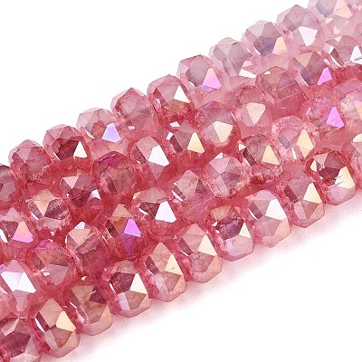 Anti-Tarnish Electroplate Glass Imitation Jade Beads Strands EGLA-T029-6mm-13F-1