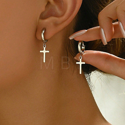 304 Stainless Steel Hoop Dangle Earrings for Women WY8990-1