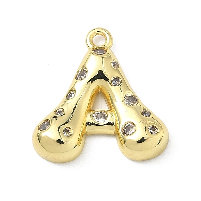 Brass Micro Pave Clear Cubic Zirconia Pendants KK-I476-02G-A-1