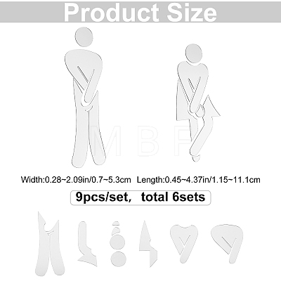 3D Plastic Self-Adhesive Man & Woman Pattern Mirror WC Sign DIY-WH0308-145C-1