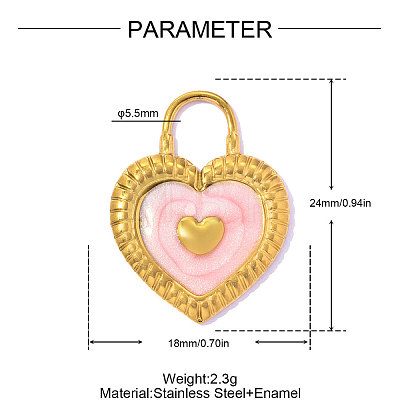 Valentine's Day 304 Stainless Steel Enamel Pendants STAS-OY016-68G-1