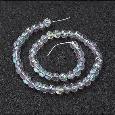 13 inch AB Color Plated Round Glass Beads GR6mmC28-AB-1