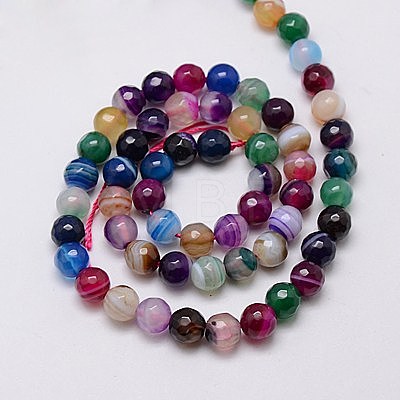 Natural Striped Agate/Banded Agate Beads Strands G-G581-6mm-17-1