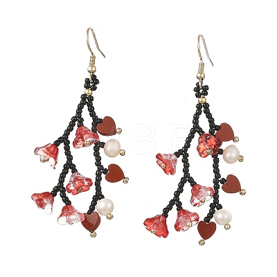 Glass Seed Bead Dangle Earrings EJEW-MZ00770-01-1