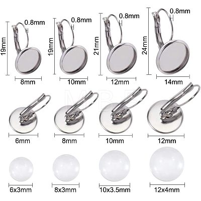 Unicraftale 80Pcs 4 Style 304 Stainless Steel Leverback Earring Findings STAS-UN0024-46-1