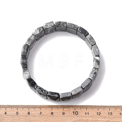 Rectangle Natural Map Stone Beads Stretch Bracelets for Women Men BJEW-Z149-01G-1