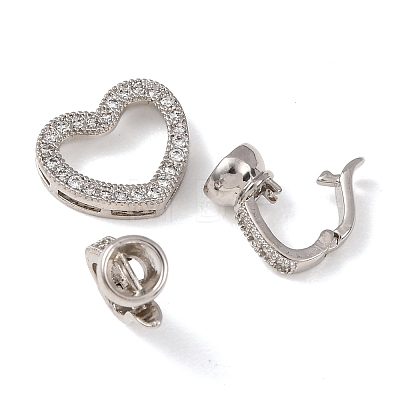 Brass Micro Pave Clear Cubic Zirconia Fold Over Clasps KK-D259-02A-P-1