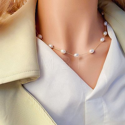 Natural Freshwater Pearl Necklace PW-WG78554-13-1