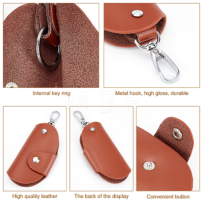 WADORN® 3Pcs 3 Colors Cowhide Leather Key Cases DIY-WR0001-68-1