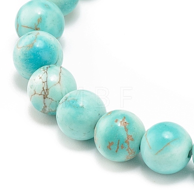 Natural White Jade & Howlite & Synthetic Turquoise(Dyed) Stretch Bracelet with Cross BJEW-JB08295-03-1