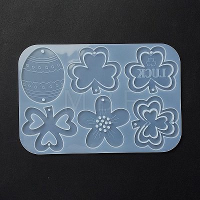Easter Egg & Shamrock & Flower Connector Charms Silicone Molds X-DIY-L065-01-1