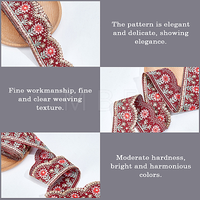 7.5Yards Vintage Jacquard Polyester Lace Ribbon SRIB-CY0001-42A-1