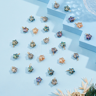 60Pcs Wire Wrapped Electroplate Glass Pendants PALLOY-FH0008-76A-1