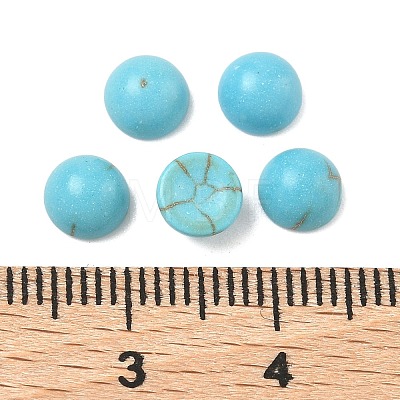 Craft Findings Dyed Synthetic Turquoise Flat Back Dome Cabochons X-TURQ-S266-6mm-01-1