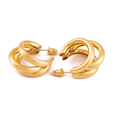 C-Shaped Brass Multi-Strand Half Hoop Stud Earrings for Women EJEW-G391-05G-1