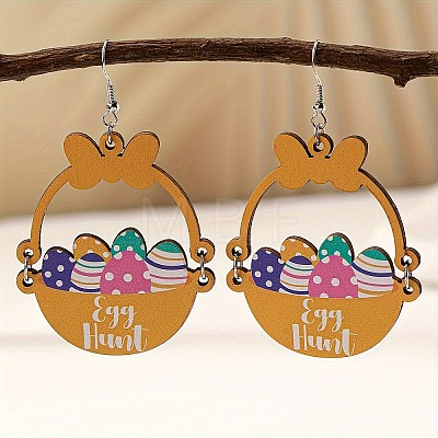Easter Cartoon Printed Wood Dangle Earrings FS-WG710AE-08-1