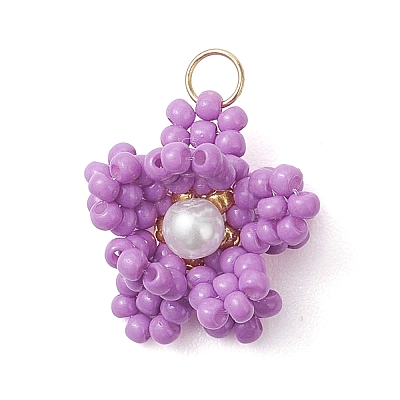 Glass Seed Beaded Pendants PALLOY-MZ01246-04-1