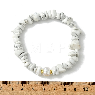 3Pcs 3 Styles Natural & Synthetic Mixed Gemstone Chip & Natural Cultured Freshwater Pearl Beaded Stretch Bracelets Set for Women BJEW-JB13762-01-1