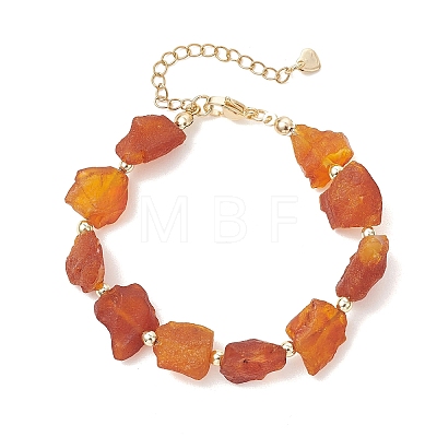 Raw Rough Natural Amber and Electroplate Non-magnetic Synthetic Hematite Beaded Bracelets for Women BJEW-JB13627-1