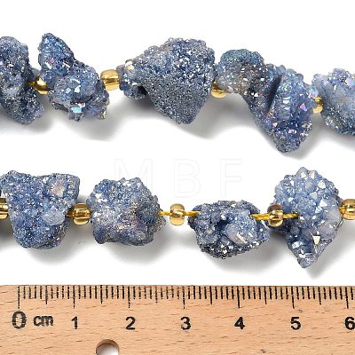 Electroplated Natural Druzy Agate Beads Strands G-G289-02C-1
