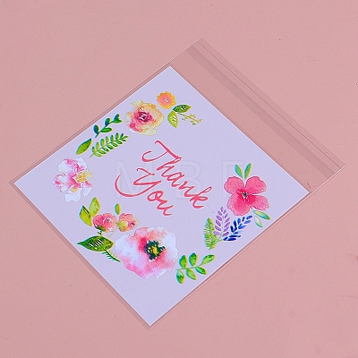 Flower with Word Thank You Plastic Bakeware Bags PW-WG4E48F-03-1