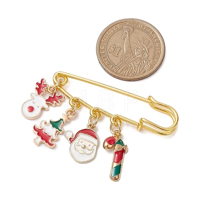 Santa Claus & Christmas Tree & Deer Alloy Enamel Charms Kilt Pins Brooch JEWB-BR00174-1