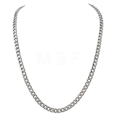 1Pc 304 Stainless Steel Cuban Link Chain Necklaces for Men Women NJEW-SP0001-23C-1