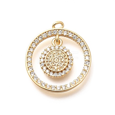 Brass Micro Pave Cubic Zirconia Pendants KK-G519-07G-02-1