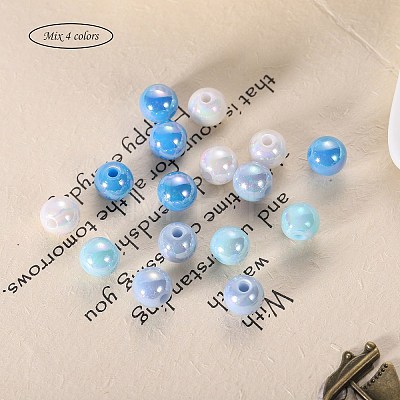 400Pcs 4 Colors Opaque Acrylic Beads MACR-SZ0001-79D-1