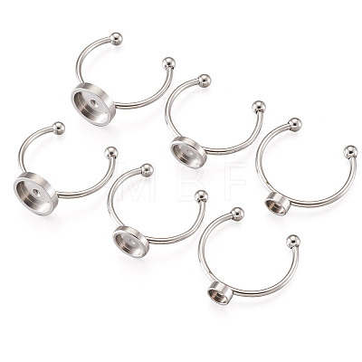 9Pcs 3 Styles 304 Stainless Steel Cuff Pad Ring Settings STAS-PJ0001-16P-1