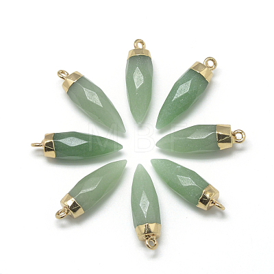 Natural Green Aventurine Pointed Pendants G-Q495-10G-1