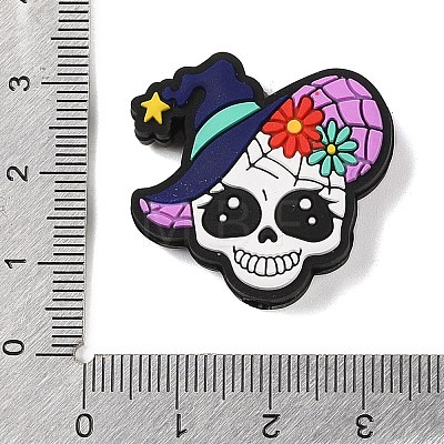 Halloween Theme Skull Food Grade Eco-Friendly Silicone Focal Beads SIL-C006-03-1