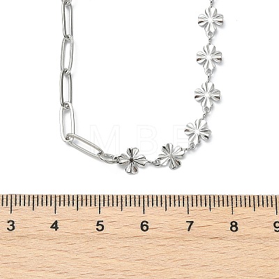 Saint Patrick's Day 304 Stainless Steel Clover Link Chain and Paperclip Chain Necklaces for Women NJEW-JN06170-1