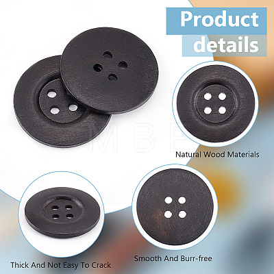 Olycraft 40Pcs Wood Buttons BUTT-OC0001-53B-1