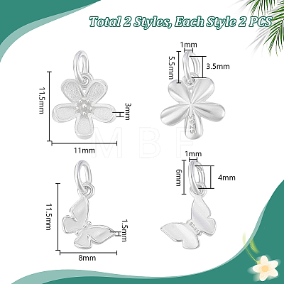 4Pcs 2 Styles 925 Sterling Silver Charms with Jump Rings & 925 Stamp STER-PH0003-44-1