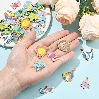 30Pcs 10 Styles Alloy Enamel Sports Pendants ENAM-YW0008-86-1