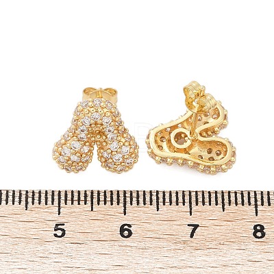 Brass Micro Pave Cubic Zirconia Stud Earrings EJEW-Z091-04G-A-1