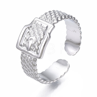 Non-Tarnish 304 Stainless Steel Belt Buckle Shape Cuff Ring RJEW-T023-59P-1