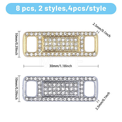 Globleland 8Pcs 2 Colors Alloy Rhinestone Shoelace Buckle FIND-GL0001-76-1