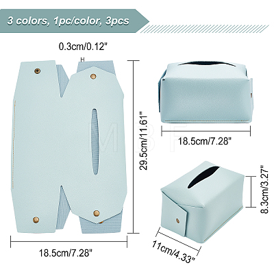 CHGCRAFT 3Pcs 3 Colors Foldable PVC Imitation Leather Tissue Storage Bags ABAG-CA0001-11-1