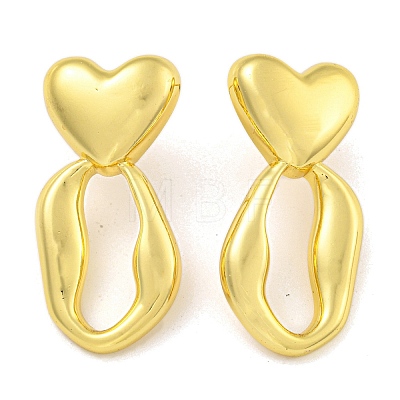 Rack Plating Heart Brass Stud Earrings EJEW-I313-02G-1