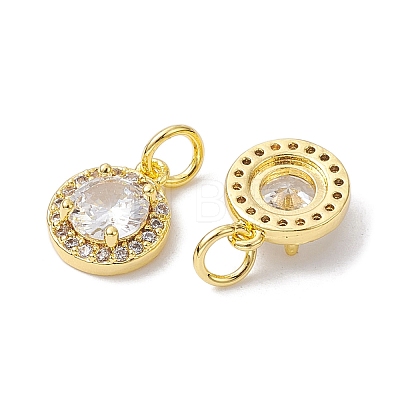 Brass Micro Pave Clear Cubic Zirconia Charms KK-K360-16G-1