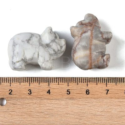 Natural Mixed Gemstone Carved Pig Figurines DJEW-M015-03-1