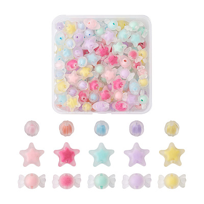 Beadthoven 120Pcs 3 Style Transparent Acrylic Beads TACR-BT0001-03-1