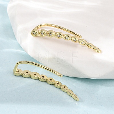 Brass Pave Cubic Zirconia Stud Crawler Earrings KK-CBAA351-04G-1