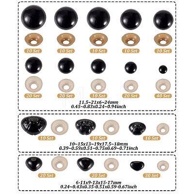 260Pcs 16 Style Resin Doll Eyes & Nose FIND-TA0003-82-1